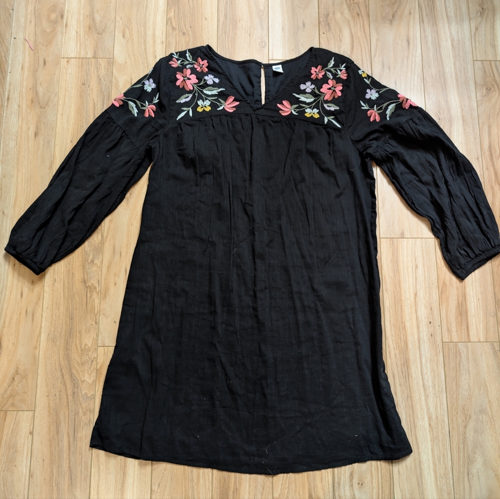Old Navy Embroidered Floral Boho Mini Shift Dress | Size XL